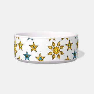 White Space Orange Blue Sun and Stars Gem Muster Napf