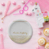 White & Sparking Gold Glam Chic Elegantes Party Pappteller (Party)