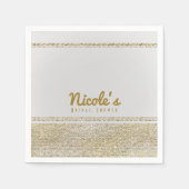 White & Sparking Gold Glam Chic Elegantes Party Serviette (Vorderseite)