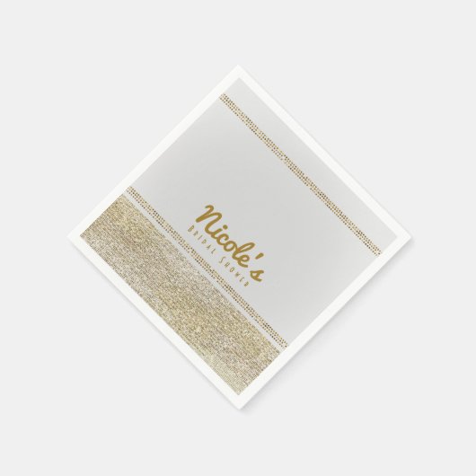 White & Sparking Gold Glam Chic Elegantes Party Serviette (Ecke)