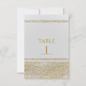 White & Sparking Gold Glam Chic Party Tischnummer (Vorderseite)