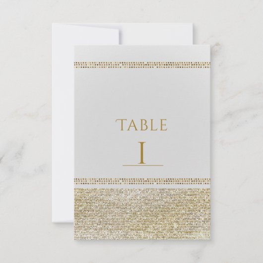 White & Sparking Gold Glam Chic Party Tischnummer (Vorderseite)