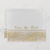 White & Sparking Gold Glam Chic Save the Date Ankündigungspostkarte (Vorne/Hinten)