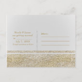 White & Sparking Gold Glam Chic Save the Date Ankündigungspostkarte (Rückseite)