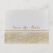 White & Sparking Gold Glam Chic Save the Date Ankündigungspostkarte (Vorderseite)