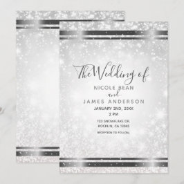 White Sparkle Elegant Winter Wonderland Hochzeit Einladung