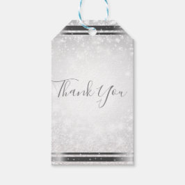 White Sparkle Elegant Winter Wonderland Hochzeit Geschenkanhänger