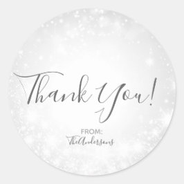 White Sparkle Elegant Winter Wonderland Hochzeit Runder Aufkleber