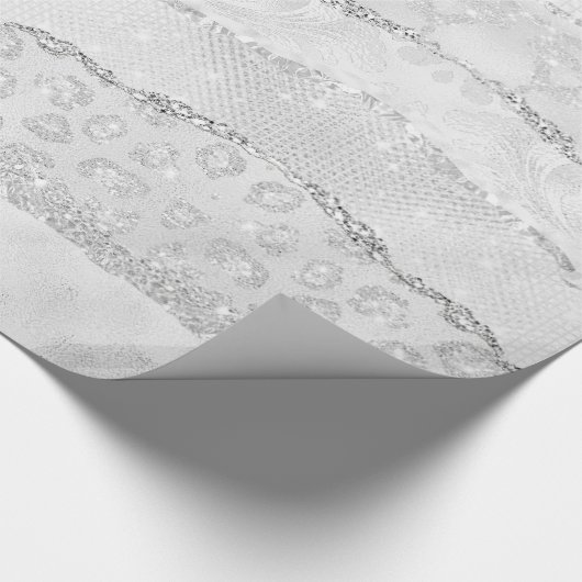 White Sparkle Glitzer Geschenkpapier (Ecke)