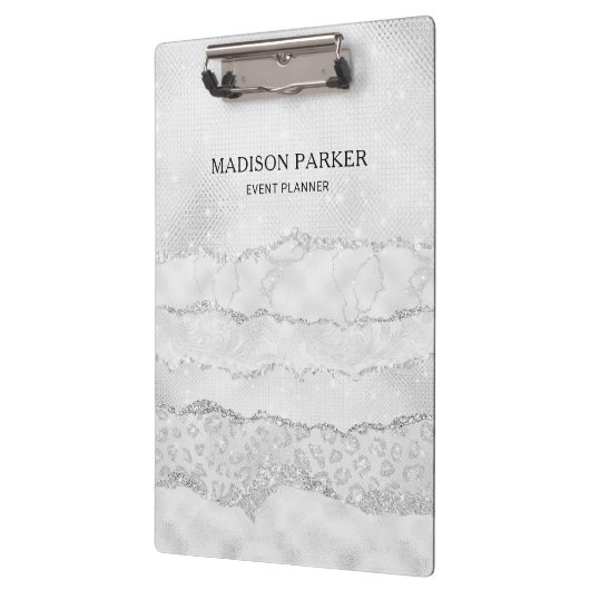 White Sparkle Glitzer Klemmbrett (Links)