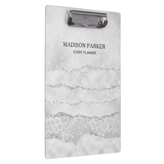 White Sparkle Glitzer Klemmbrett (Rechts)