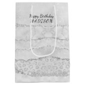 White Sparkle Glitzer Mittlere Geschenktüte (Rückseite)