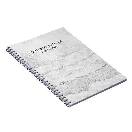 White Sparkle Glitzer Notebook Notizblock (Rechte Seite)