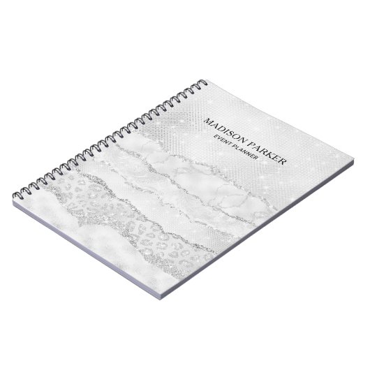 White Sparkle Glitzer Notebook Notizblock (Linke Seite)