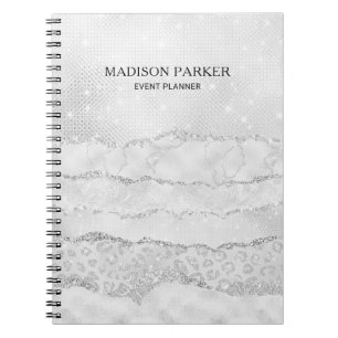 White Sparkle Glitzer Notebook Notizblock