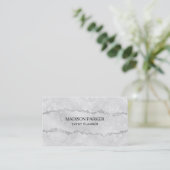 White Sparkle Glitzer Visitenkarte (Stehend Vorderseite)