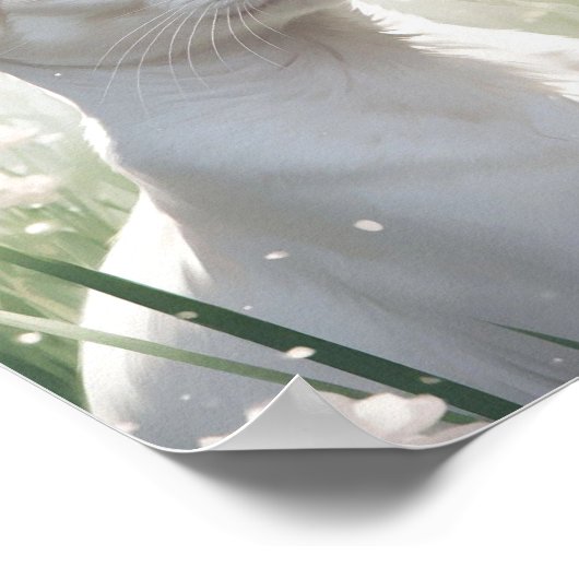 White Sphinx Cat and Flowers Poster (Ecke)