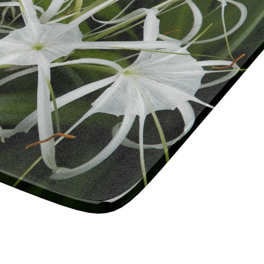 White Spider Lilies Floral Schneidebrett (Ecke)