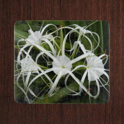 White Spider Lilies Floral Schneidebrett