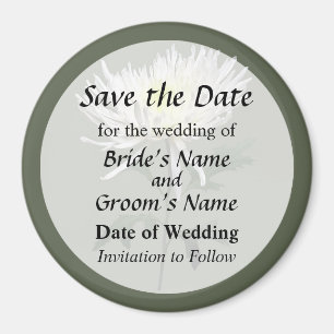 White Spider Mum Save the Date Magnet