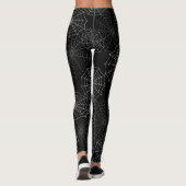 White Spider Web Cobweb Silk Pattern on Black Leggings (Rückseite)