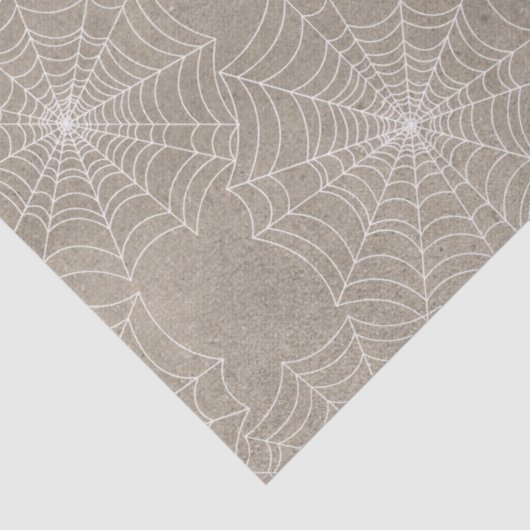 White Spider Webs auf Tan Decoupage Seidenpapier (Detail)