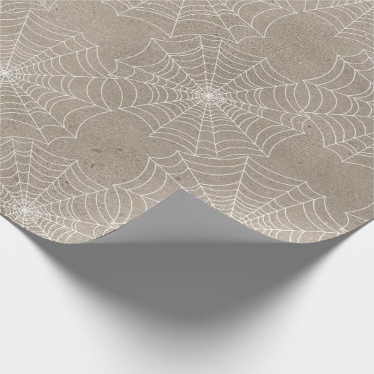 White Spider Webs auf Tan Geschenkpapier (Ecke)
