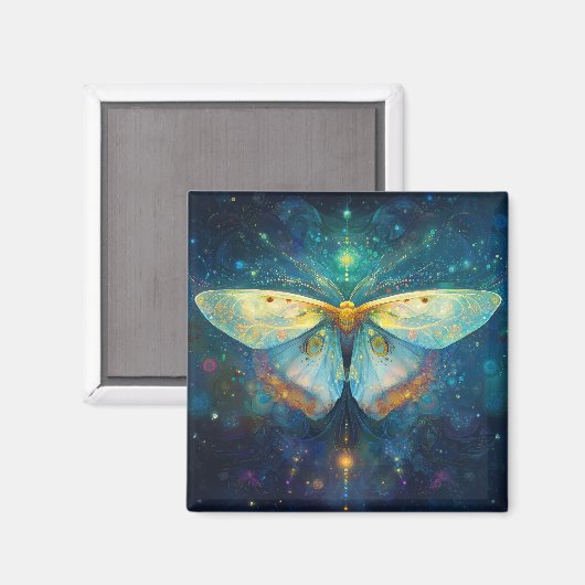 White Spirit Moth Magnet (Vorderseite/Rückseite)