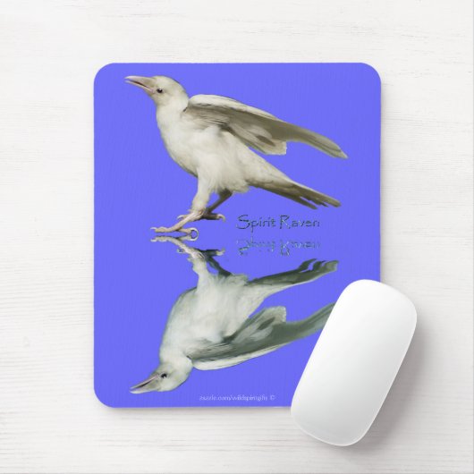 White Spirit Raven Wildlife Art Mousepad (Mit Mouse)