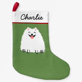 White Spitz Cartoon Hund Niedlich Pommie Xmas Kleiner Weihnachtsstrumpf