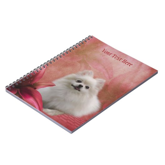 White Spitz Fantasy Dog Kunstbuch Notizblock (Linke Seite)