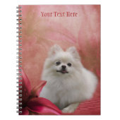 White Spitz Fantasy Dog Kunstbuch Notizblock (Vorderseite)