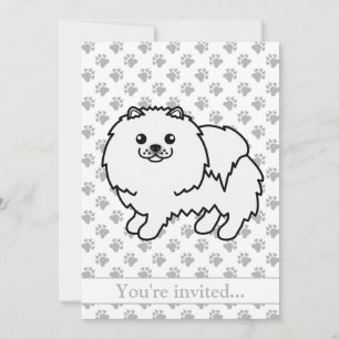 White Spitz Niedlich Cartoon Dog Geburtstagsparty Einladung