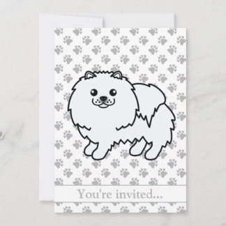 White Spitz Niedlich Cartoon Dog Geburtstagsparty Einladung