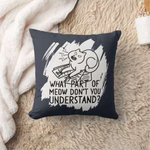White Splash Funny Cat Zitat Kissen