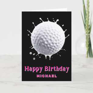 *~* WHITE Splash Golf Ball AP94 Geburtstagskarte Dankeskarte