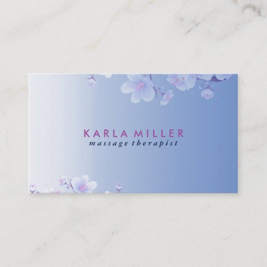 White Spring Blossom Sky-Blue Hintergrund Visitenkarte (Vorderseite)