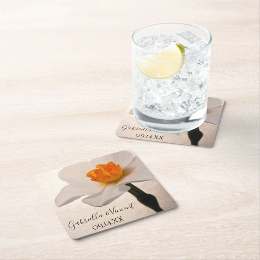 White Spring Daffodil Wedding Rechteckiger Pappuntersetzer (Vor Ort)