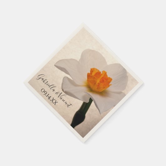 White Spring Daffodil Wedding Serviette (Ecke)