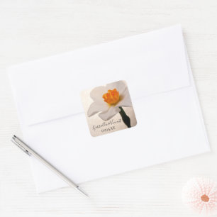 White Spring Daffodil Wedding Umschlag Aufkleber