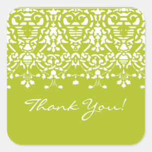 White & Spring Green Damask Danke Sticker