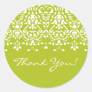 White & Spring Green Damask Danke Sticker