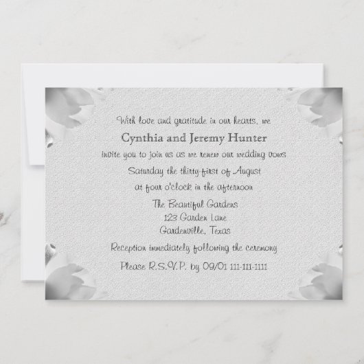 White Spring Tulip Vow Renewal Einladung (Rückseite)