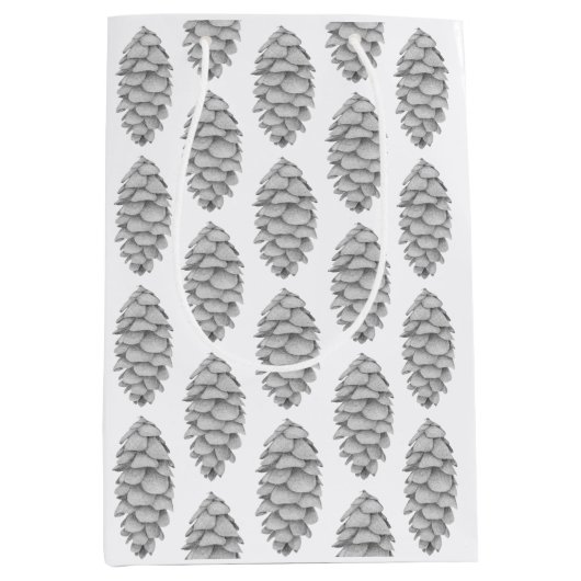 White Spruce Cone Geschenktasche Mittlere Geschenktüte (Vorderseite)