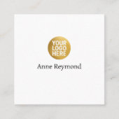 White Square Business Card with Logo Quadratische Visitenkarte (Vorderseite)