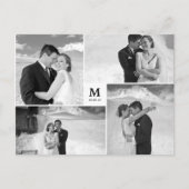 White Square Monogram 4 Foto Wedding Danke Postkarte (Vorderseite)