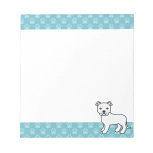 White Staffordshire Bull Terrier Dog Zeichnend Notizblock