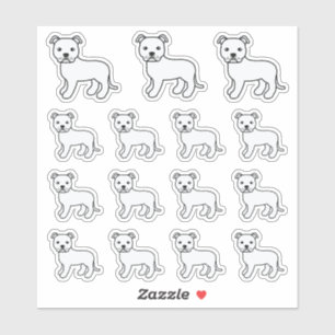 White Staffordshire Bull Terrier Niedlich Cartoon Aufkleber