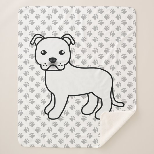 White Staffordshire Bull Terrier Niedlich Cartoon  Sherpadecke (Vorderseite)