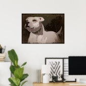 White Staffordshire Bull Terrier urbaner Hintergru Poster (Heimbüro)